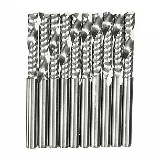 10pcs 1//8” Carbide Flat Nose End Mill CNC Router Bits Single Flute Spiral 17mm